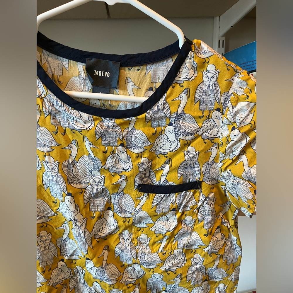 Quirky Bird Print Anthropogie Top